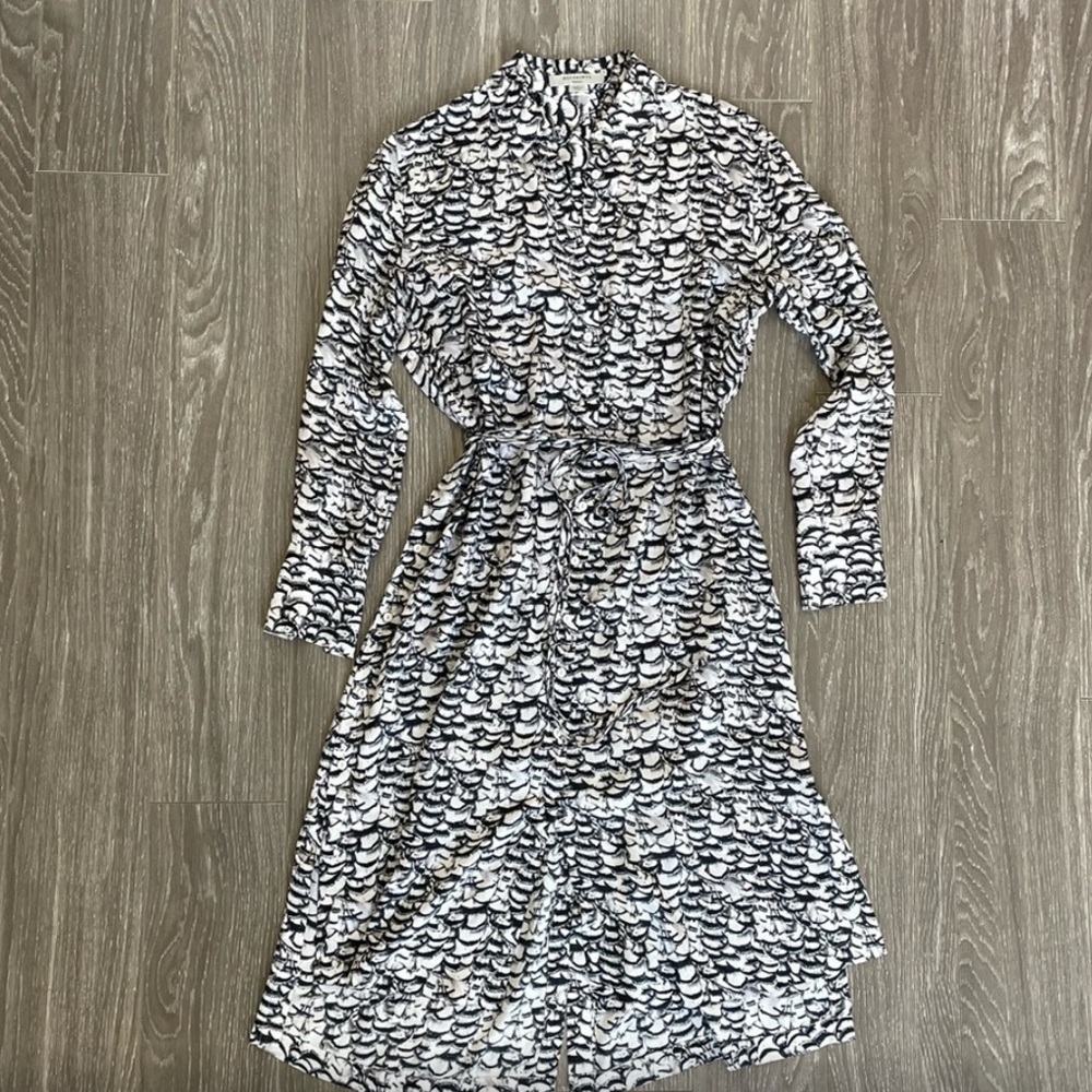 All Saints Black and White Midi Dress